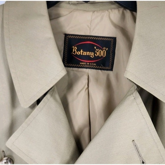 Botany 500 Trench Coat /‎ Overcoat Men's 44 Reg Beige/Tan Vintage Winter Rain - Picture 8 of 9